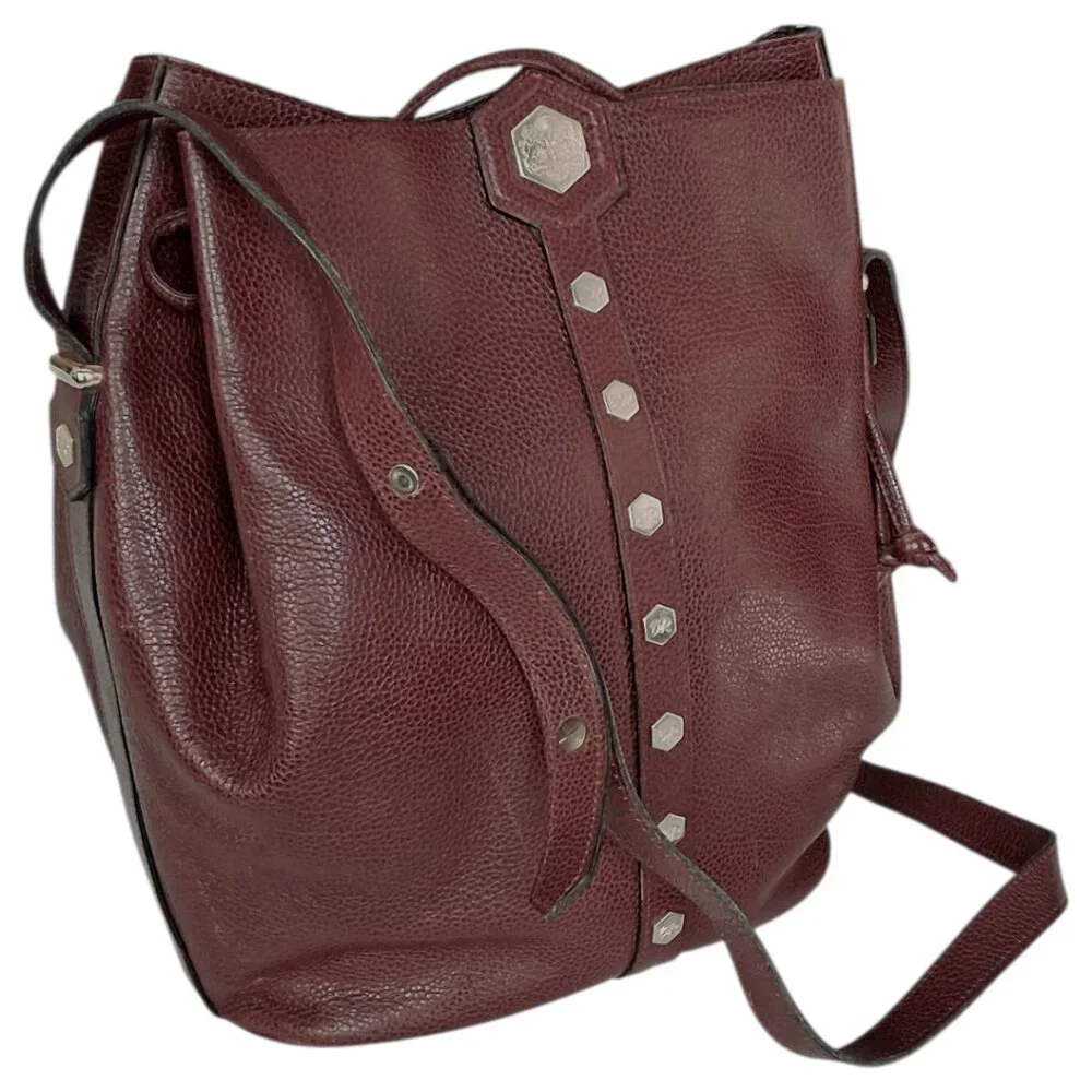 RARE Vintage Revillon French Bucket/Hobo Bordeaux Leather Antique Handbag